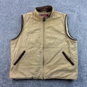 Wrangler Hero Vest Mens‎ XL Beige Sherpa Lined Barn Chore Utility Canvas Western